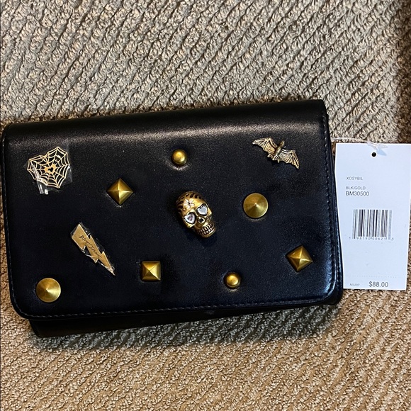 Betsey Johnson Handbags - Betsey Johnson Black Clutch with Gold Charms